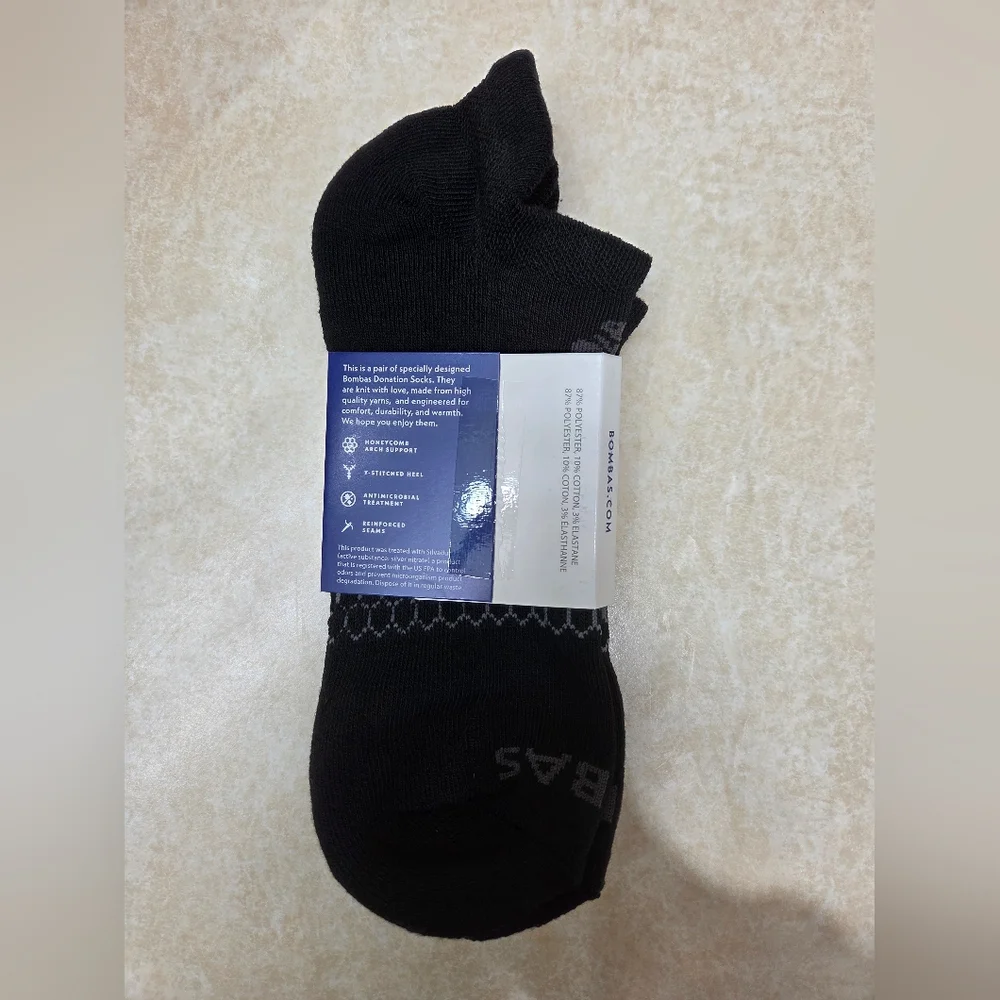 Bombas Ankle Socks Large 3 Pair Unisex Womens & Mens Honeycomb Black/Grey BNWT - Picture 5 of 12